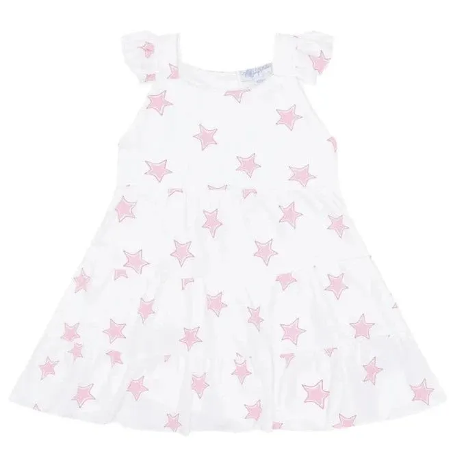 Pink Star Printed Ruffle Dress