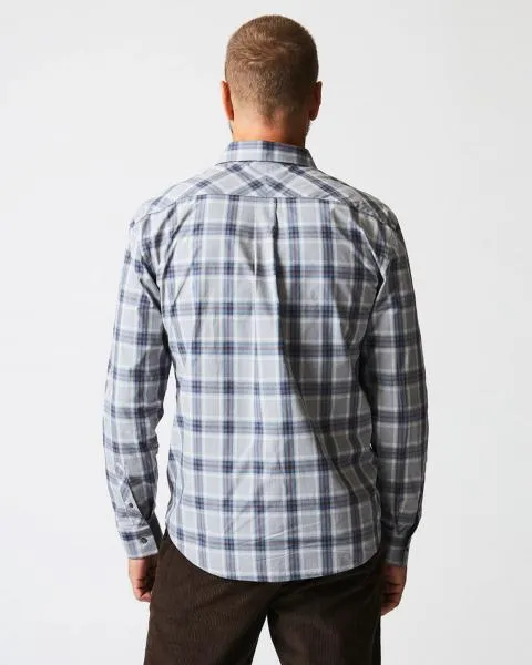 Plaid Grey Blue Long Sleeve Shirt