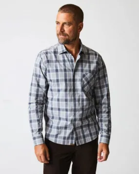 Plaid Grey Blue Long Sleeve Shirt