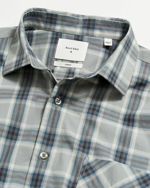 Plaid Grey Blue Long Sleeve Shirt