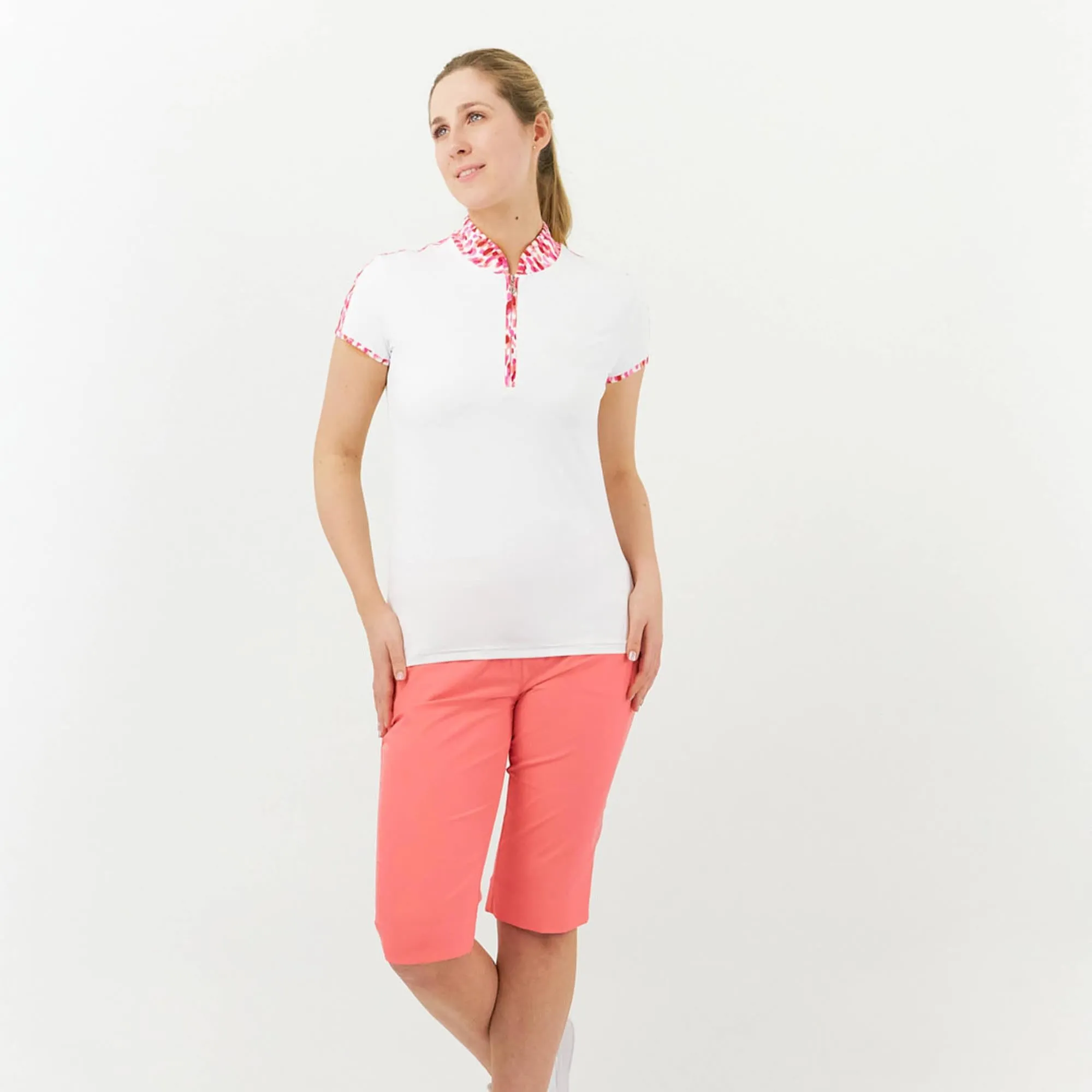 Pure Golf Women's Cap Sleeve Polo Shirt - Petal Polka