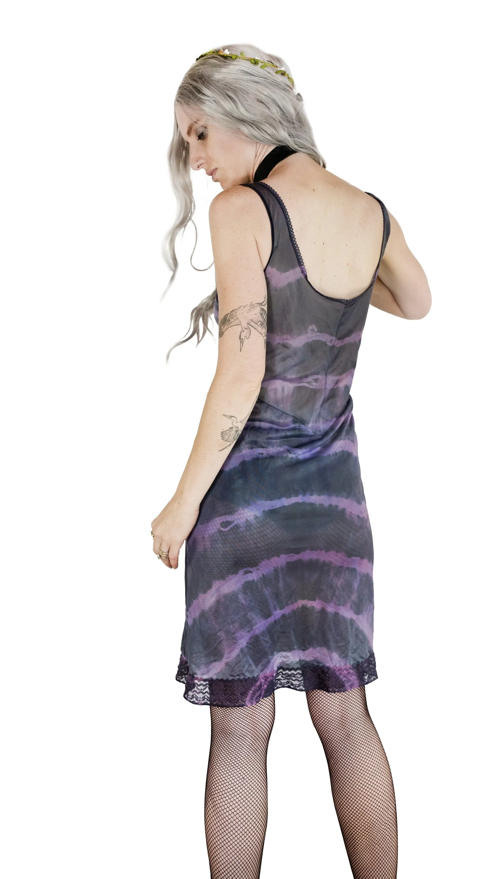 Purple tie dye slip dress with amethyst rhinestones (result).