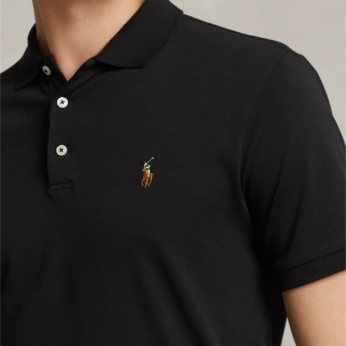 Ralph Lauren Black Custom Slim Fit Soft Cotton Polo Shirt