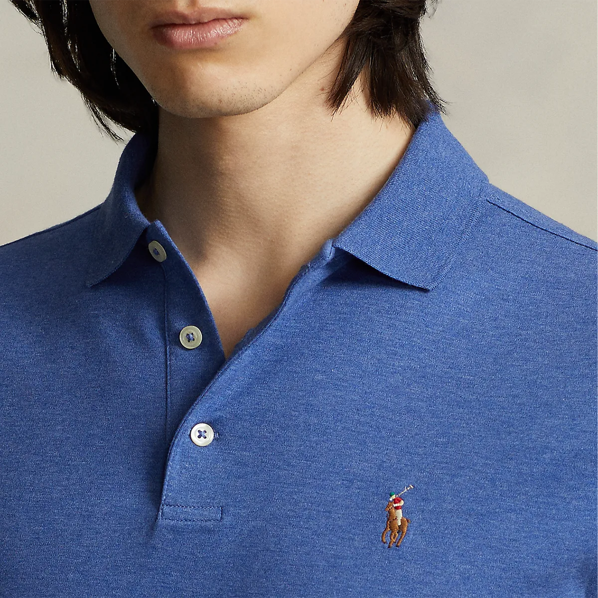 Ralph Lauren - Blue Custom Slim Fit Polo Shirt made from Soft Cotton.