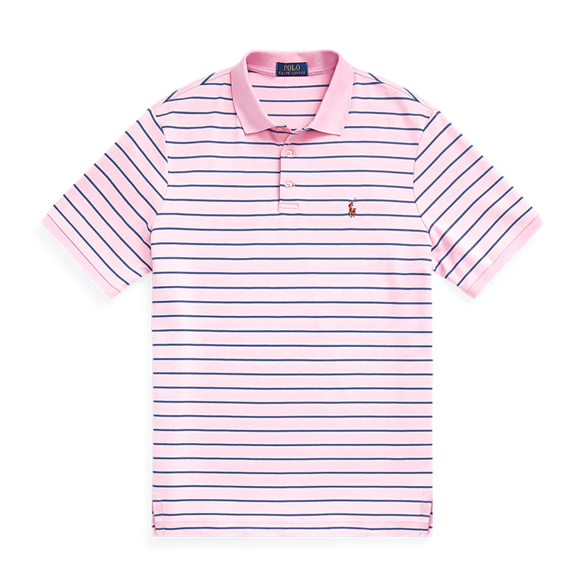 Ralph Lauren Custom Slim Fit Striped Polo Shirt Pink Navy