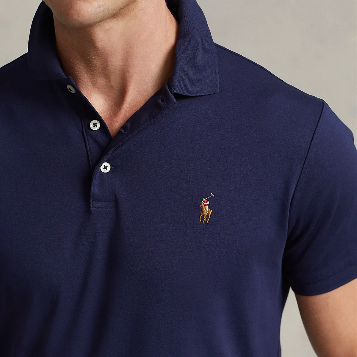 Ralph Lauren Navy Polo Shirt - Custom Slim Fit, Soft Cotton