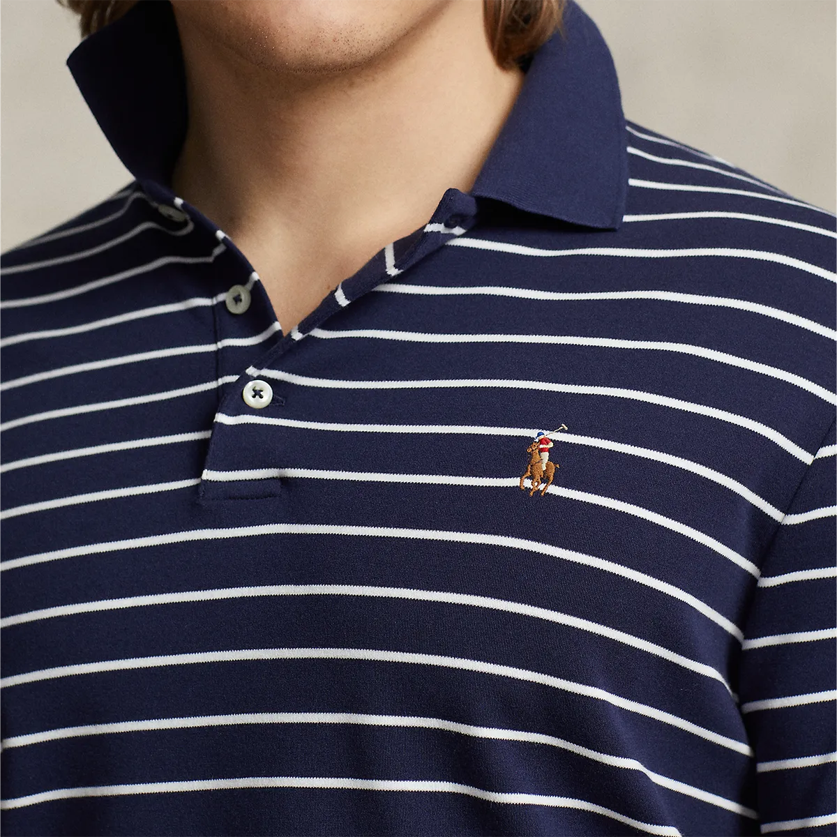 Ralph Lauren navy white striped polo shirt