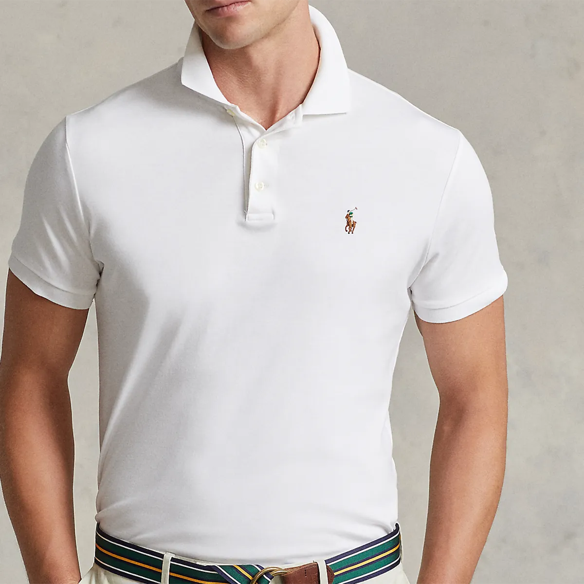 Ralph Lauren Slim Fit White Cotton Polo Shirt