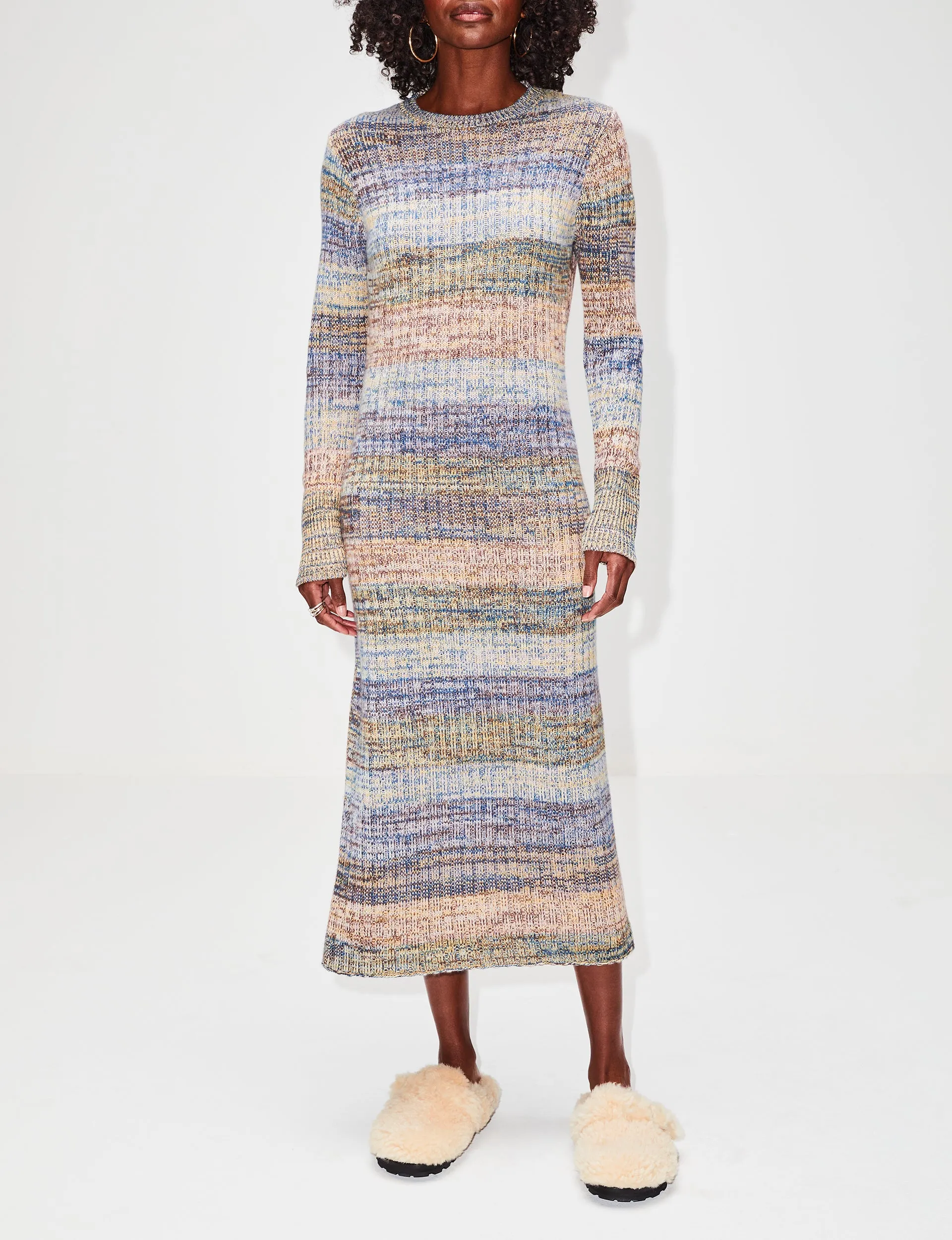 Rib Knit Dress with Cosmic Design