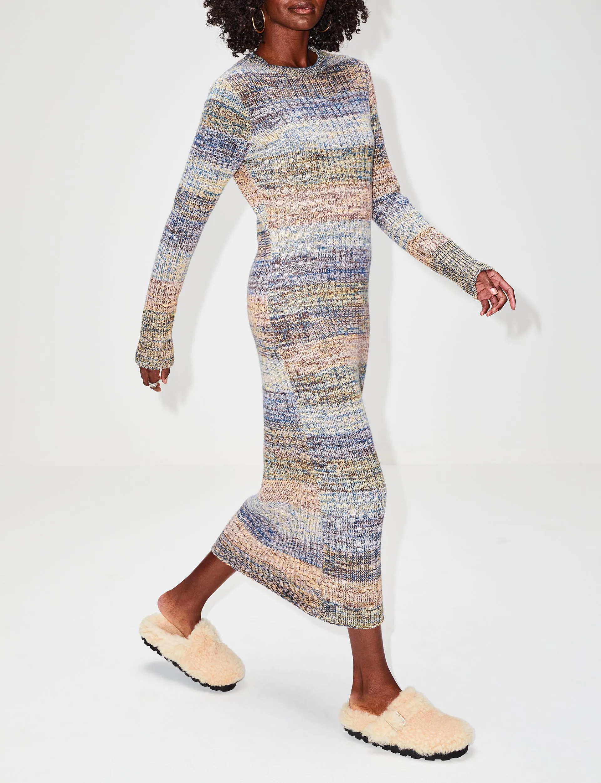 Rib Knit Dress with Cosmic Design