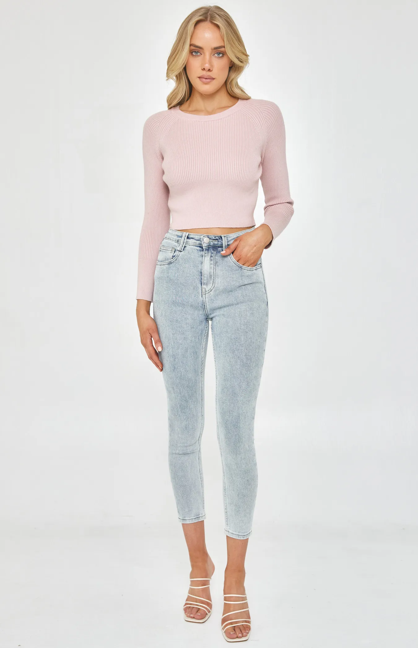 Round Neck Cropped Rib Knit (SKN385)