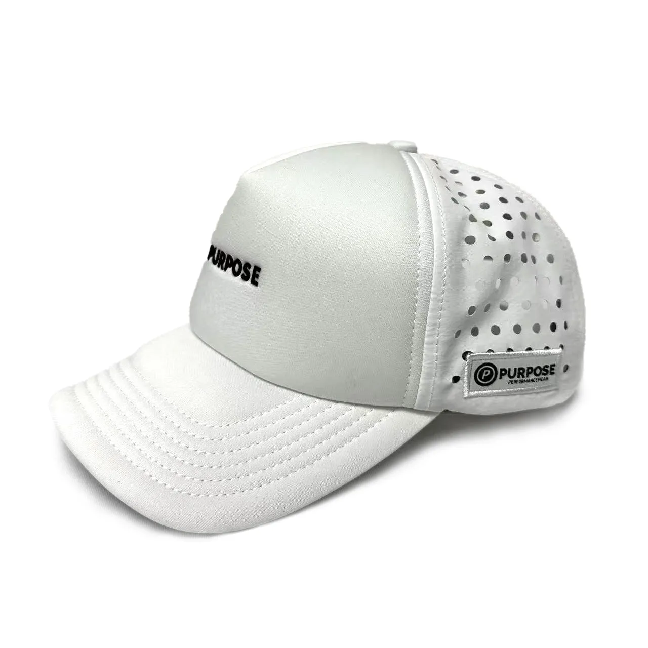 Running Trucker Cap Snapback Laser-Cut White - Google SEO friendly result: White Laser-Cut Running Trucker Cap Snapback