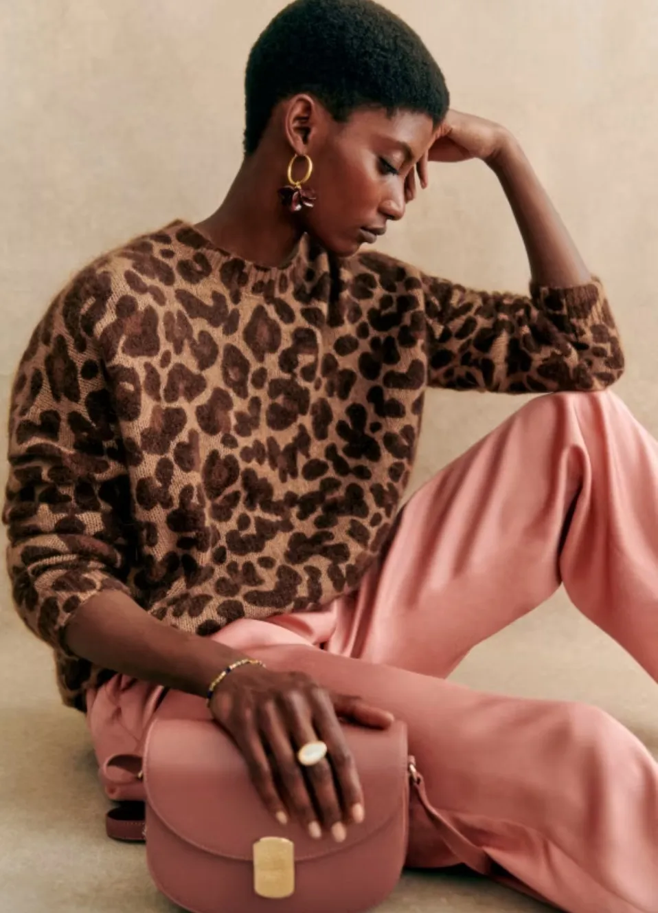 SEZANE | Leopard Patterns U-Neck, High-Neck, V-Neck, and Crew Neck - SHOP NOW