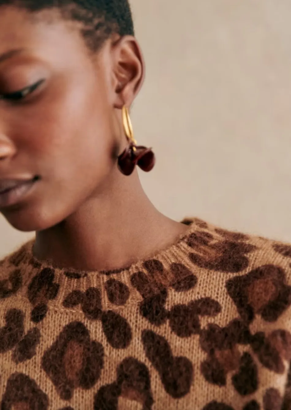 SEZANE | Leopard Patterns U-Neck, High-Neck, V-Neck, and Crew Neck - SHOP NOW