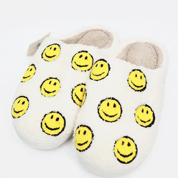 Soft Slipper with Fuzzy Fleece and Smiley Face