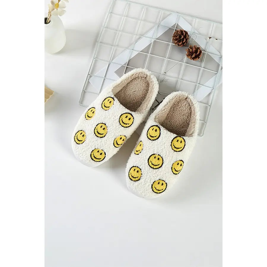 Soft Slipper with Fuzzy Fleece and Smiley Face