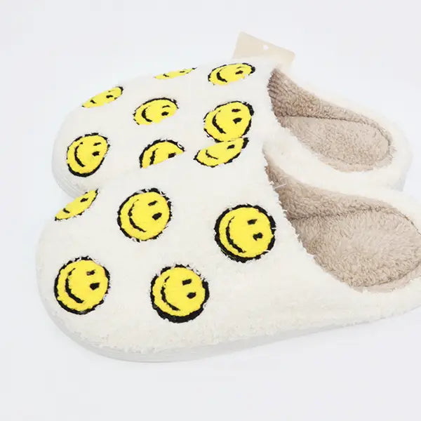 Soft Slipper with Fuzzy Fleece and Smiley Face