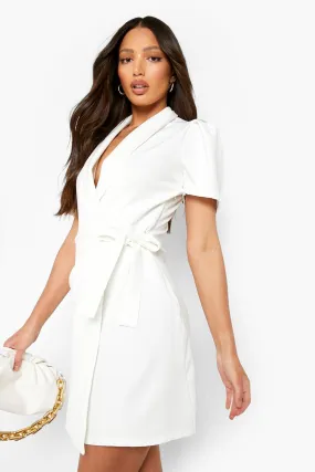 Tall Short Sleeve Wrap Over Blazer Dress