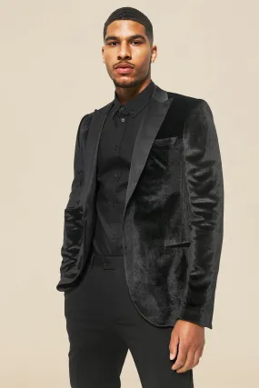 Tall Skinny Velour Satin Lapel Sb Blazer