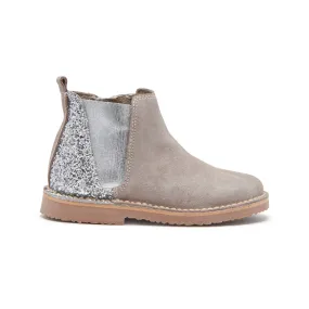 Taupe Glitter Suede Chelsea Boots