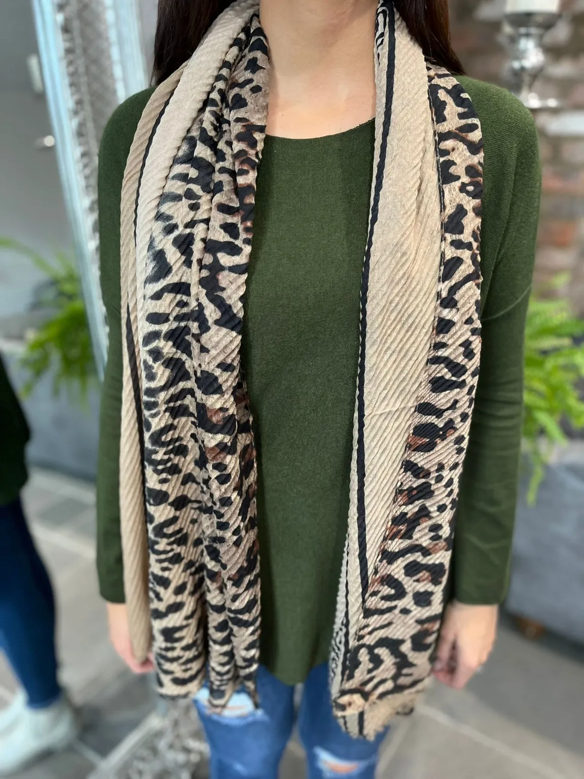 The result for a more Google optimized version of Greek Key Animal Scarf is Ancient Greek Animal Print Scarf