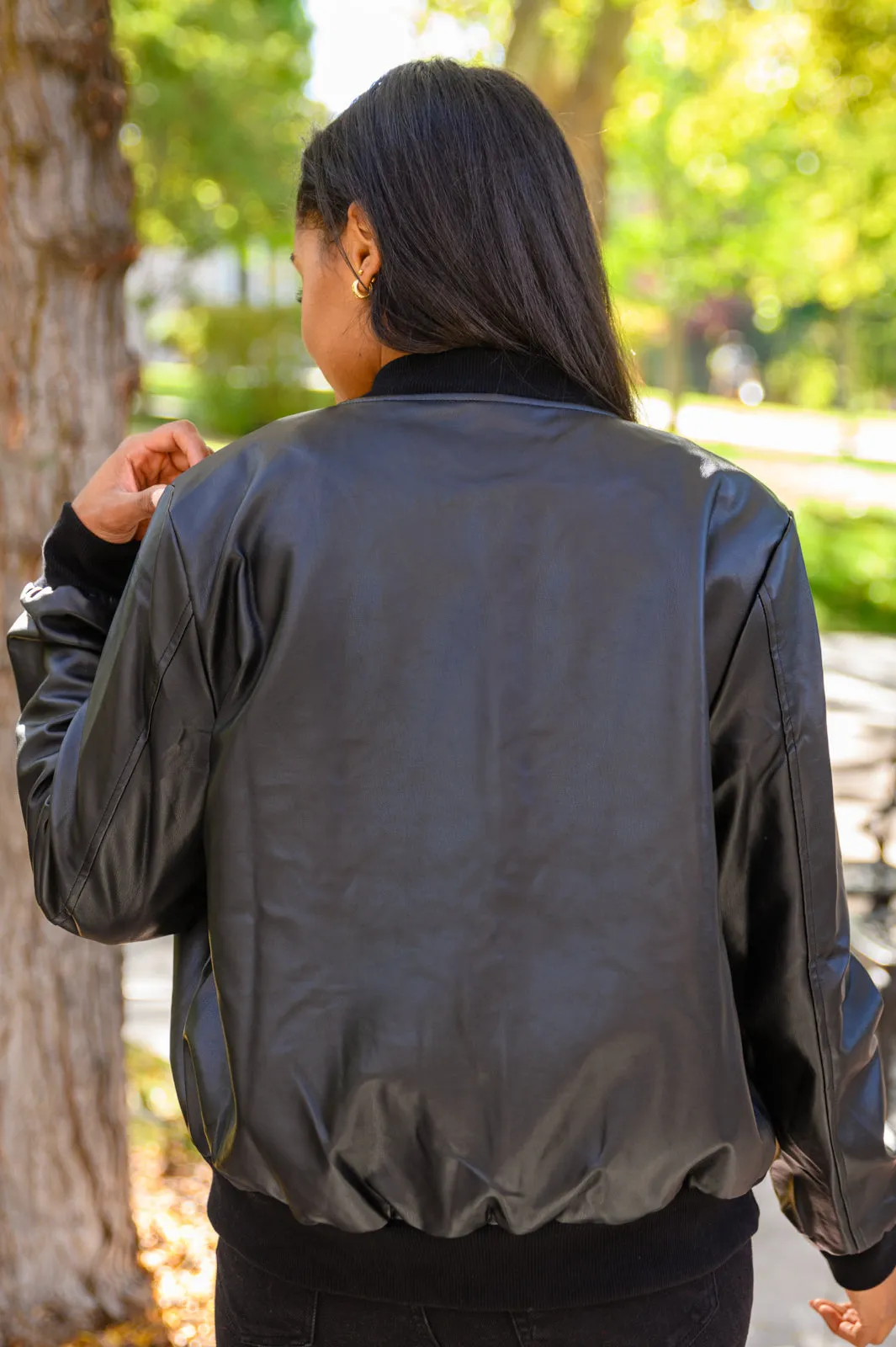 This Black Faux Leather Bomber Jacket - Shop Now