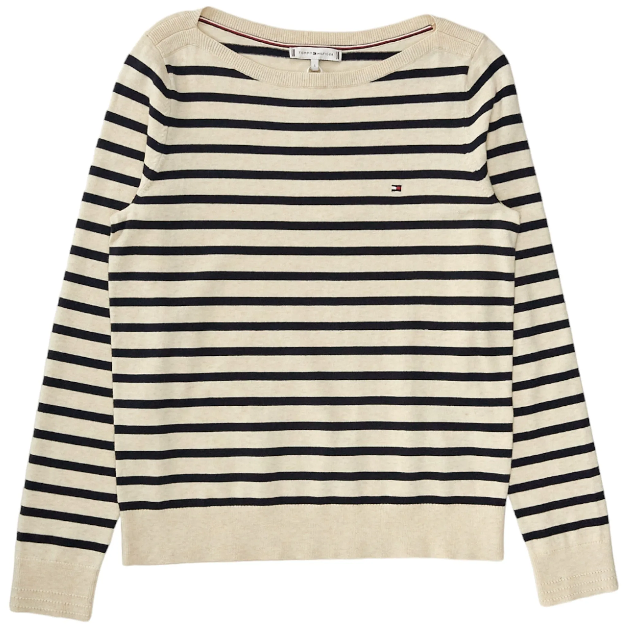 Tommy Hilfiger Ecru/Navy Stripe Boat Neck Sweater