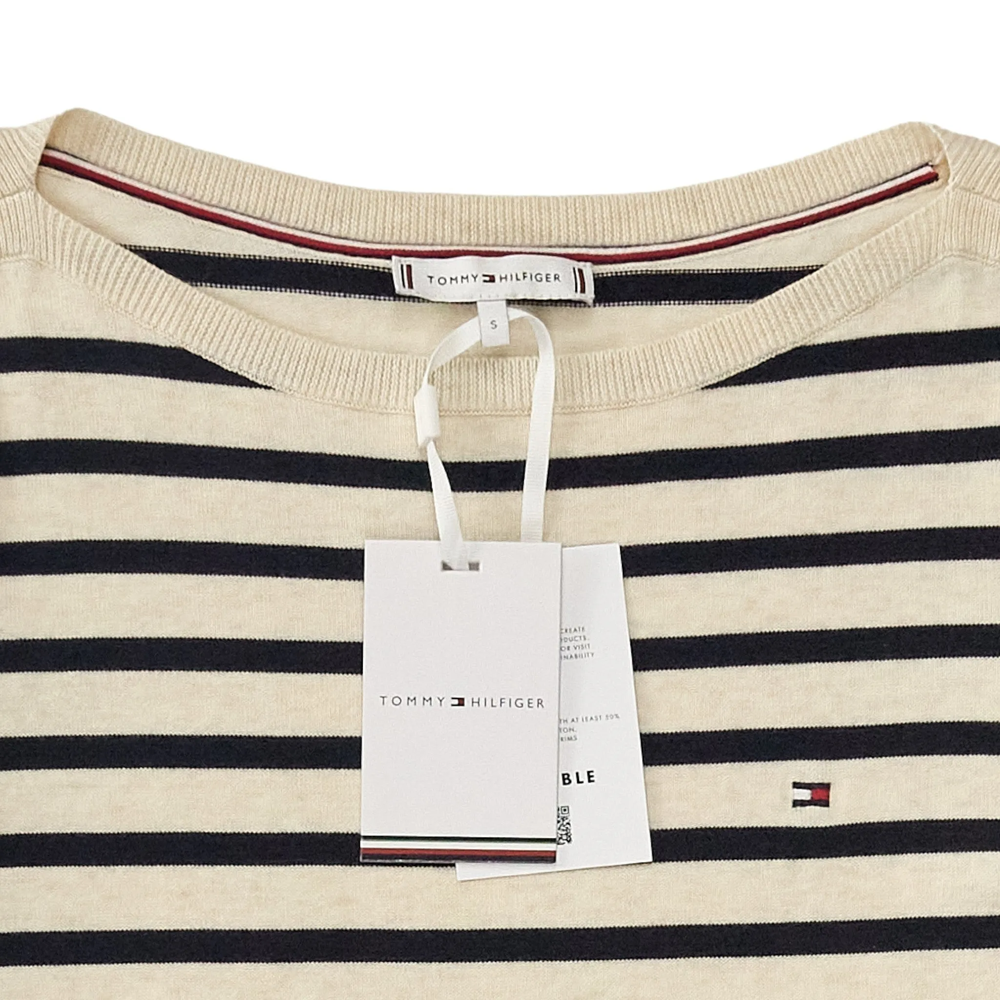 Tommy Hilfiger Ecru/Navy Stripe Boat Neck Sweater