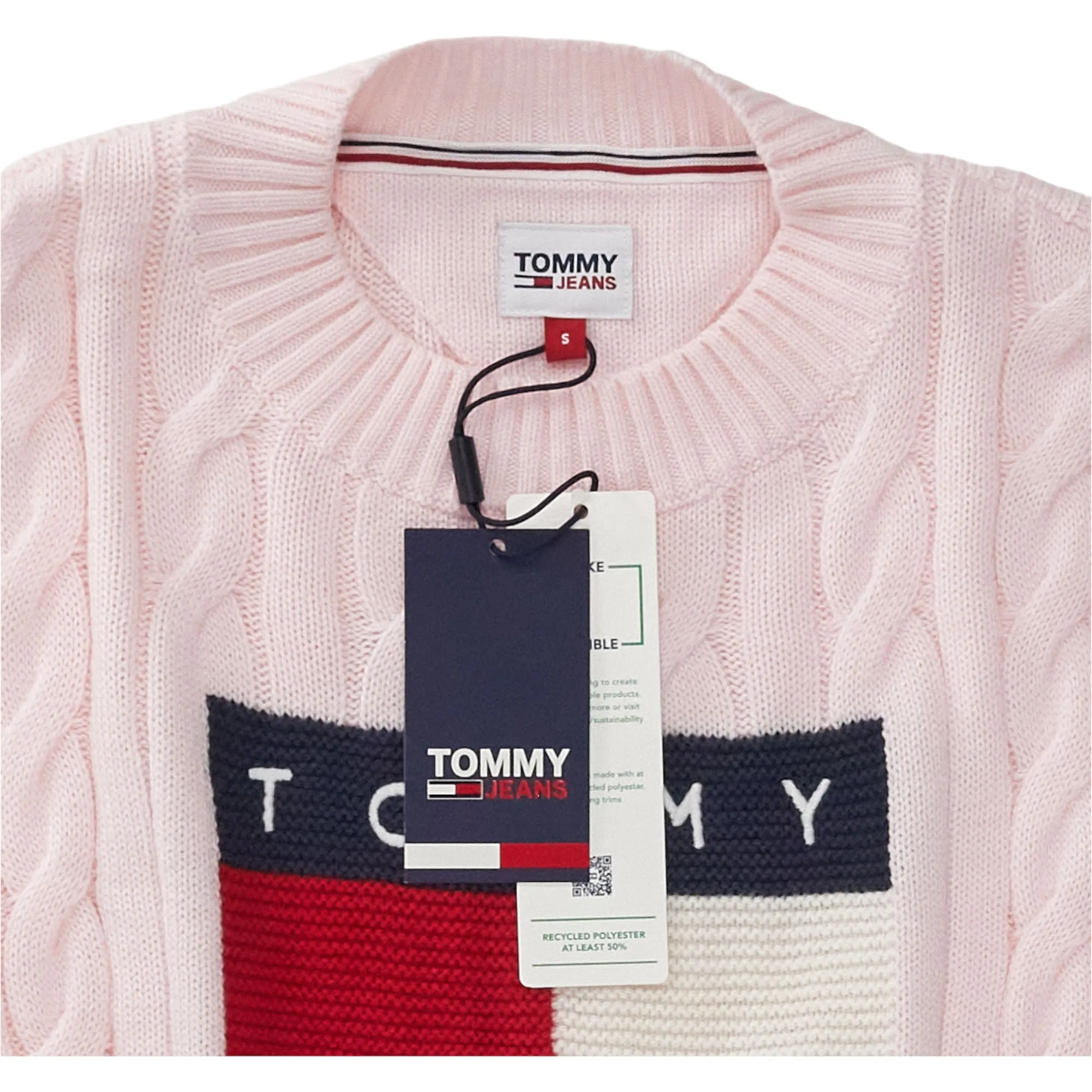 Tommy Jeans Pink Center Flag Sweater