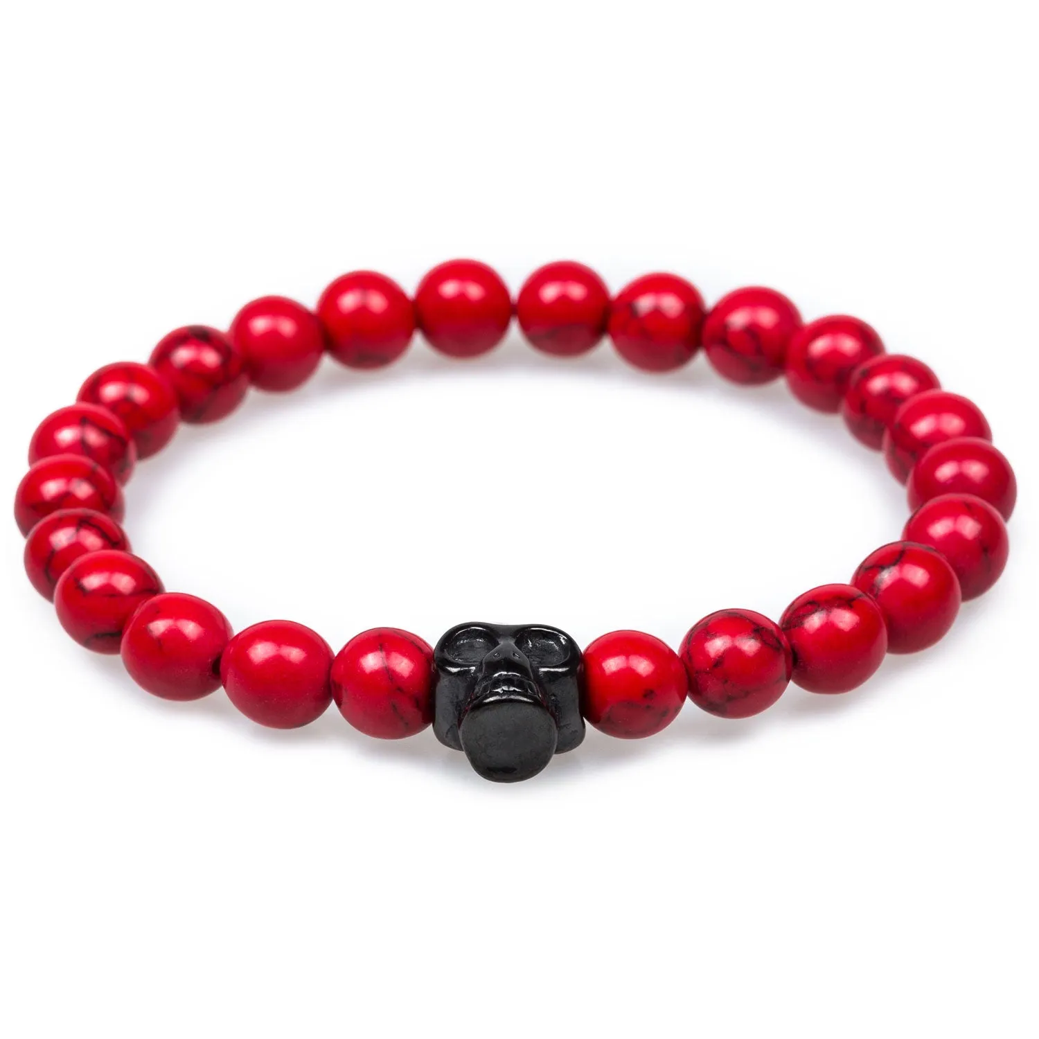 Turquoise Red Black Skull Bracelet