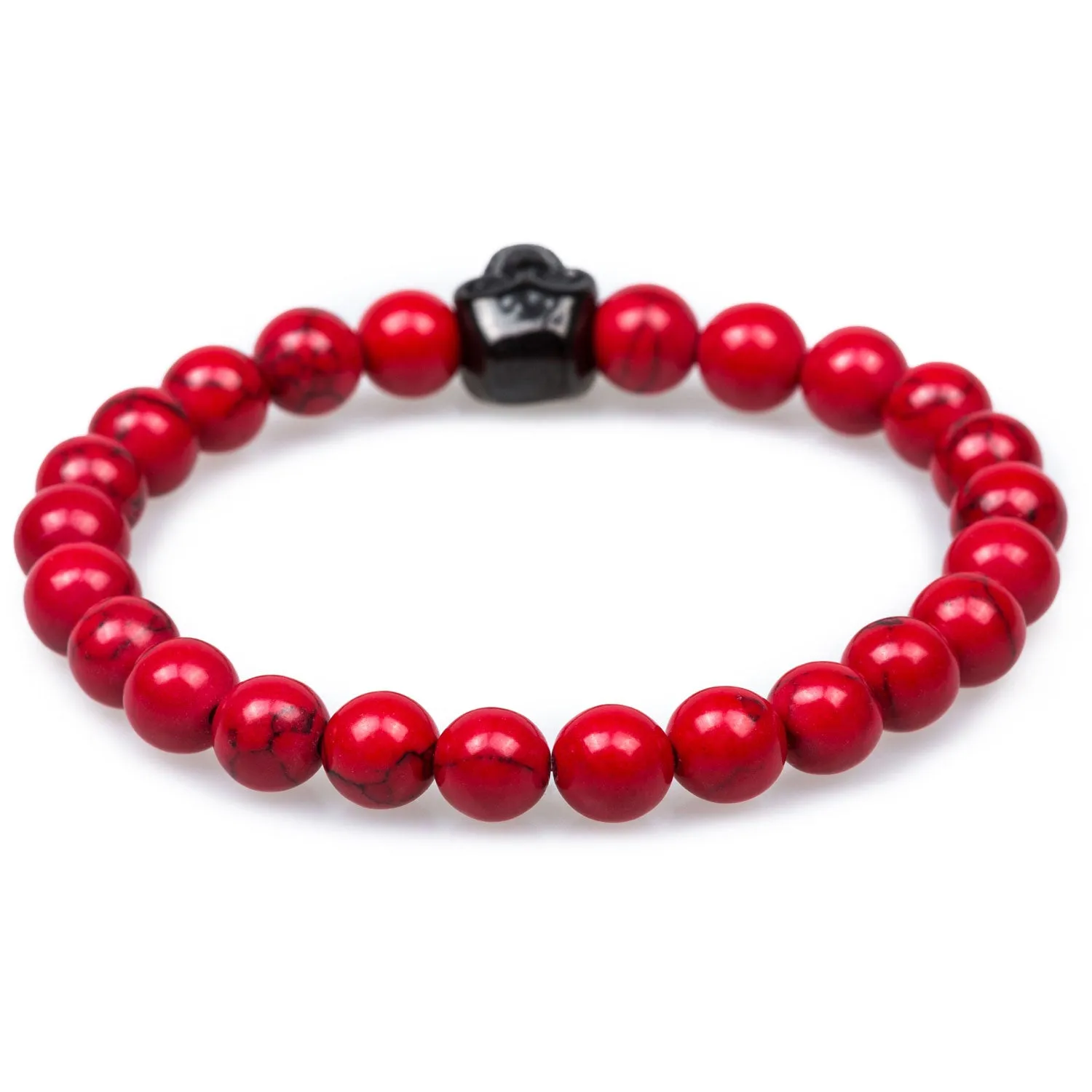 Turquoise Red Black Skull Bracelet