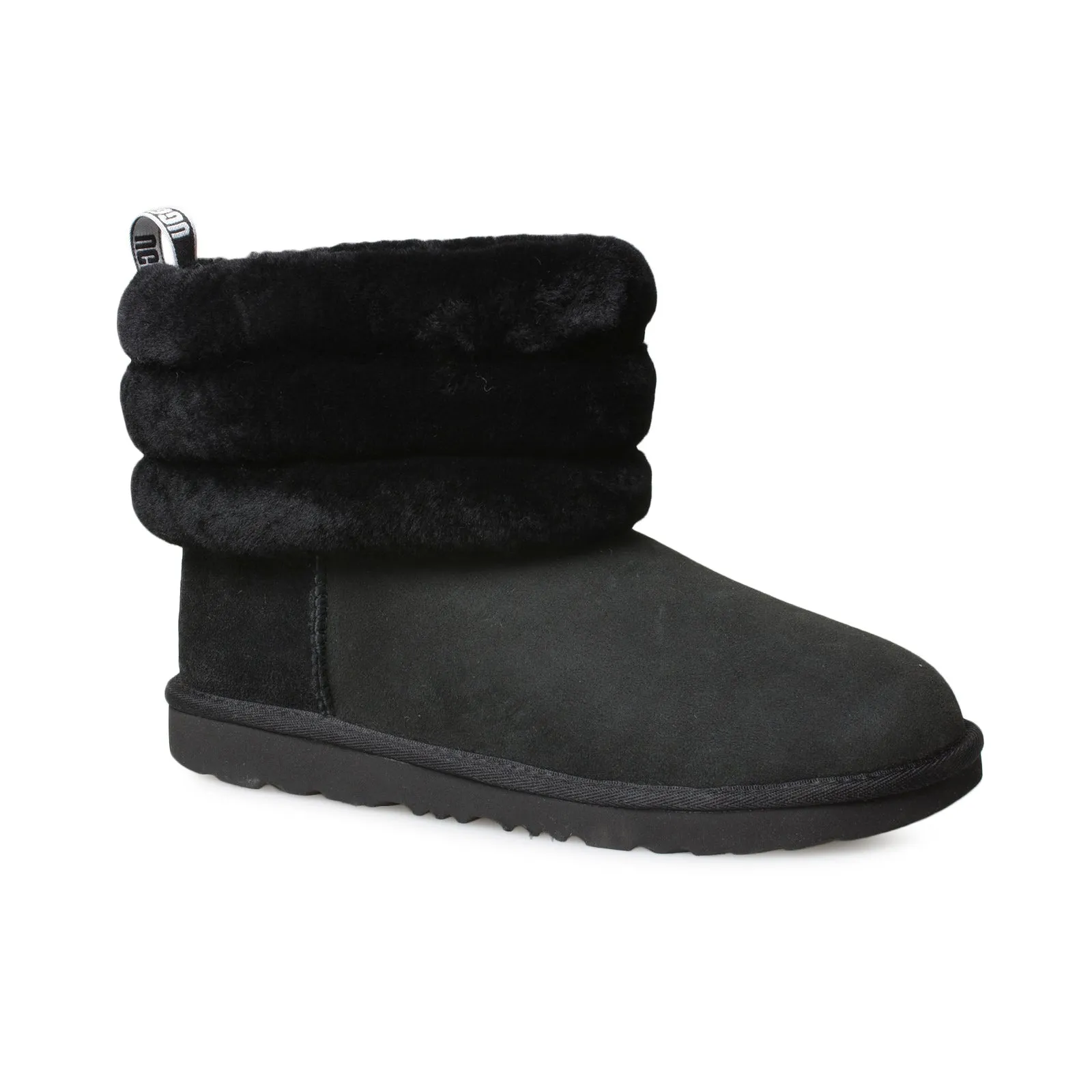 UGG Fluff Mini Quilted Black Youth Boots