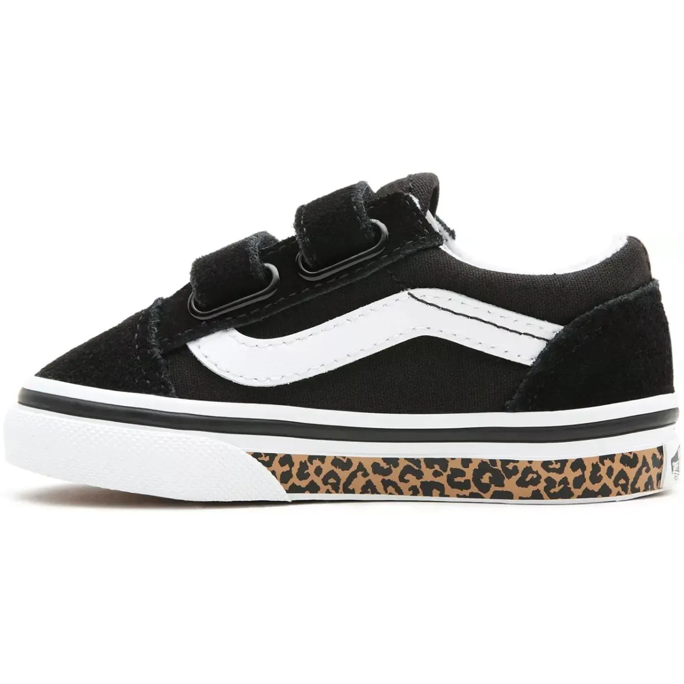 Vans Old Skool V Toddler (Animal Sidewall) Skate Shoes - Leopard Black