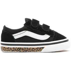 Vans Old Skool V Toddler (Animal Sidewall) Skate Shoes - Leopard Black