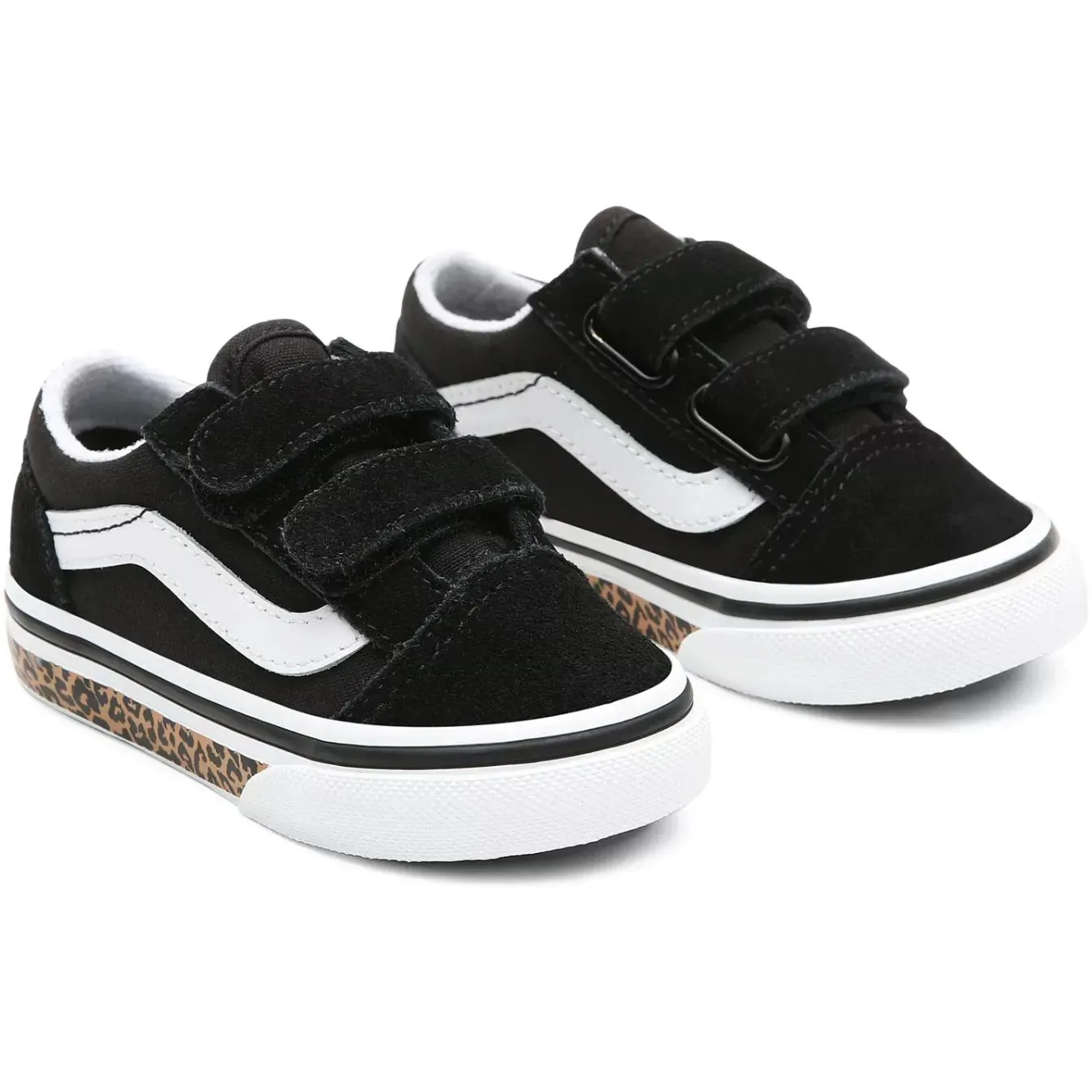 Vans Old Skool V Toddler (Animal Sidewall) Skate Shoes - Leopard Black