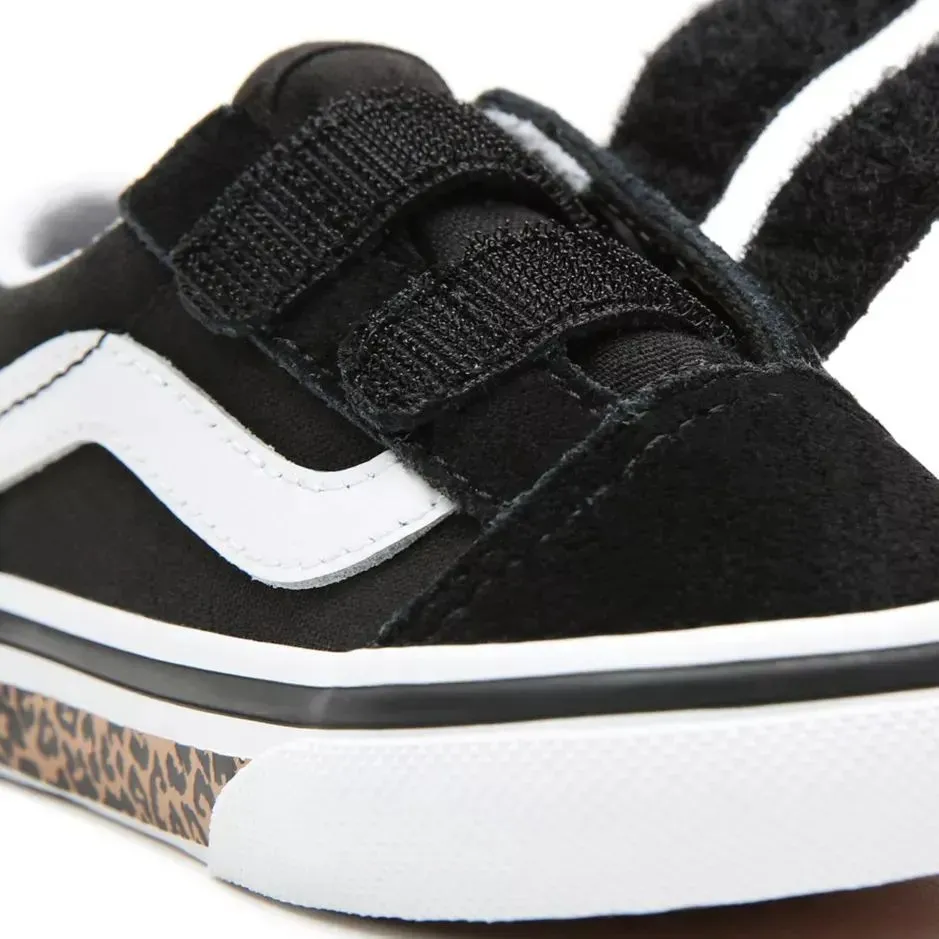 Vans Old Skool V Toddler (Animal Sidewall) Skate Shoes - Leopard Black