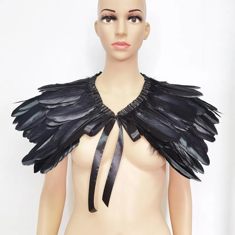 Victorian Feather Collar - Real Natural Feather Shrug Shawl Cape