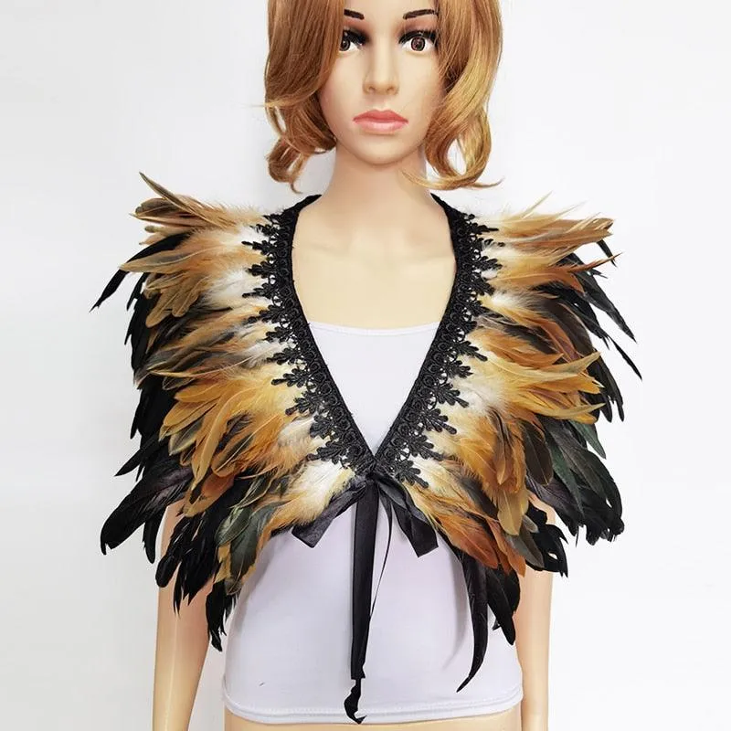 Victorian Feather Collar - Real Natural Feather Shrug Shawl Cape