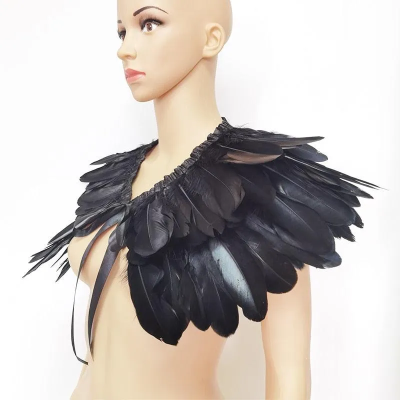 Victorian Feather Collar - Real Natural Feather Shrug Shawl Cape