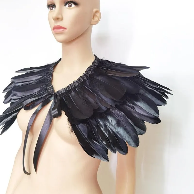 Victorian Feather Collar - Real Natural Feather Shrug Shawl Cape