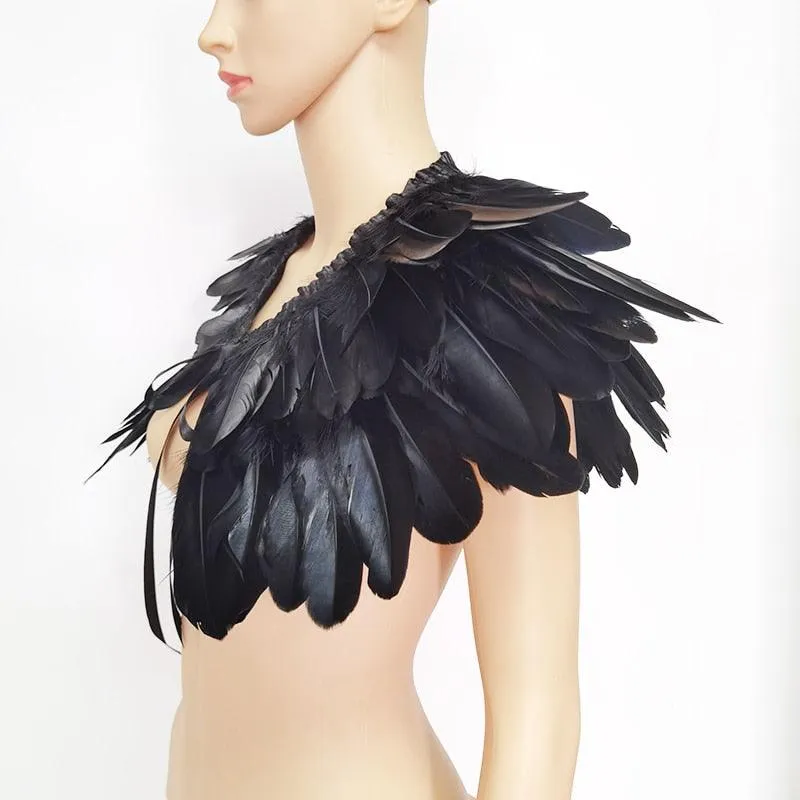 Victorian Feather Collar - Real Natural Feather Shrug Shawl Cape