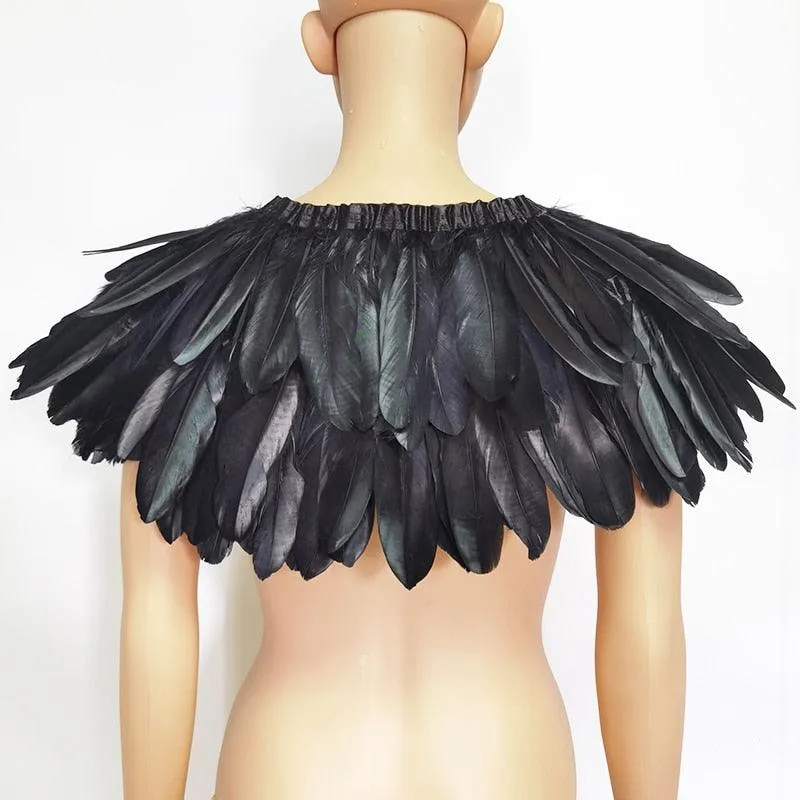 Victorian Feather Collar - Real Natural Feather Shrug Shawl Cape