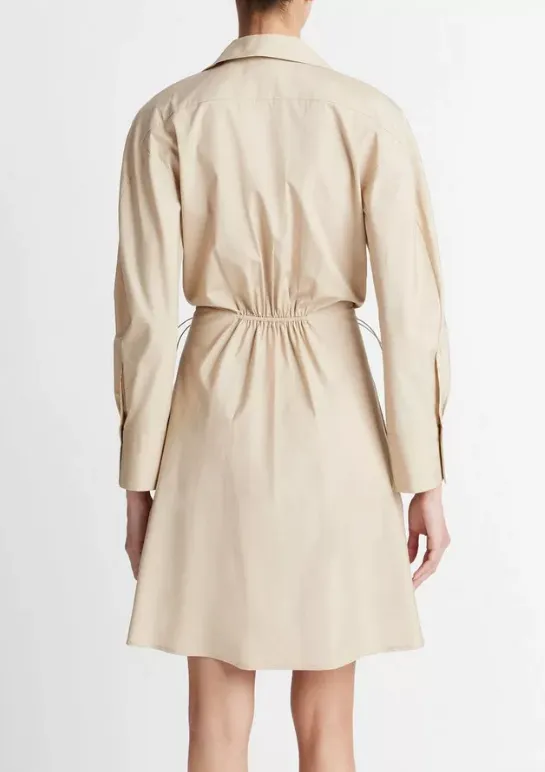 vince drawcord shirt dress ruched