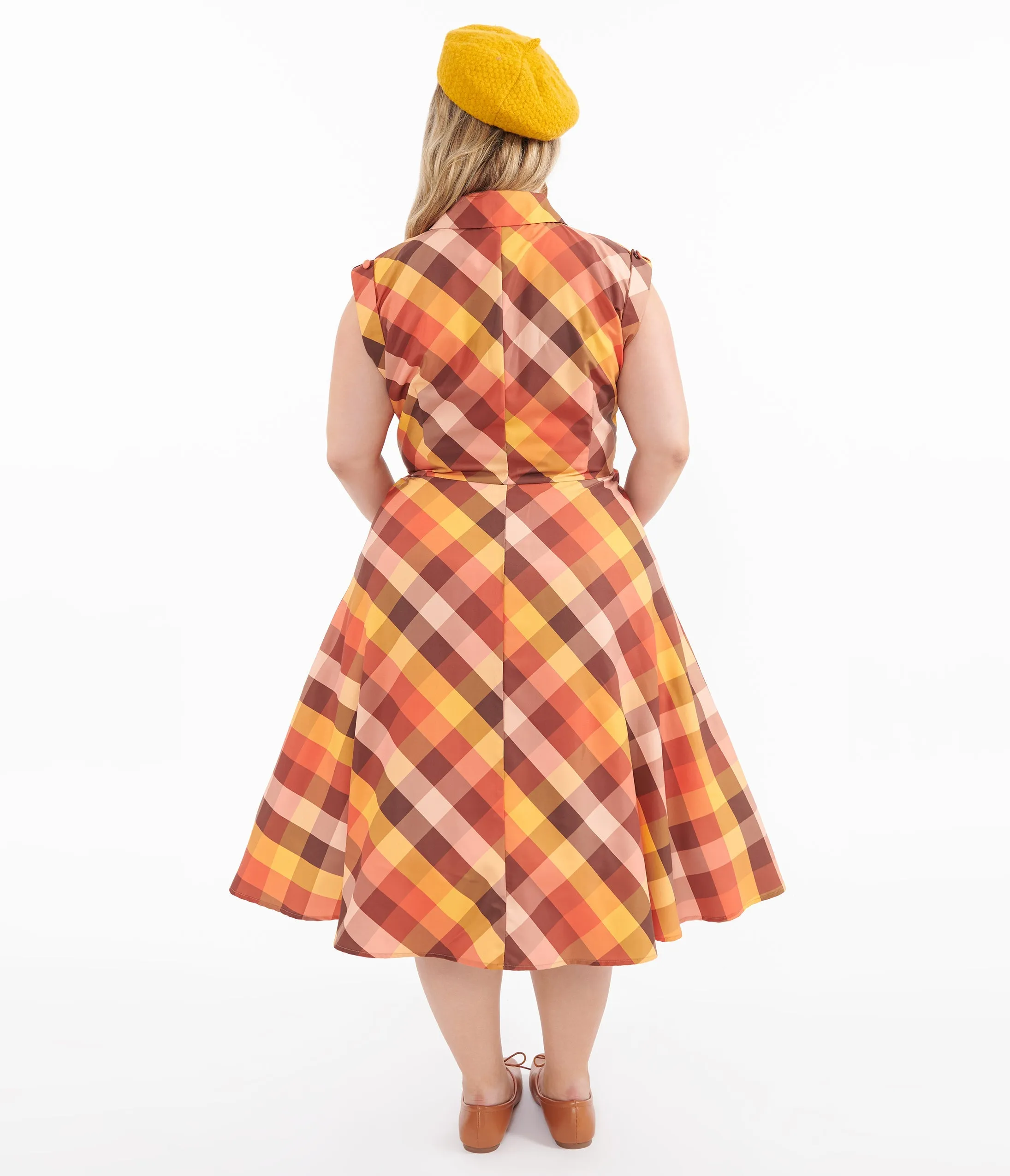 Vintage Plus Size 1950s Fall Madras Plaid Shirt Dress