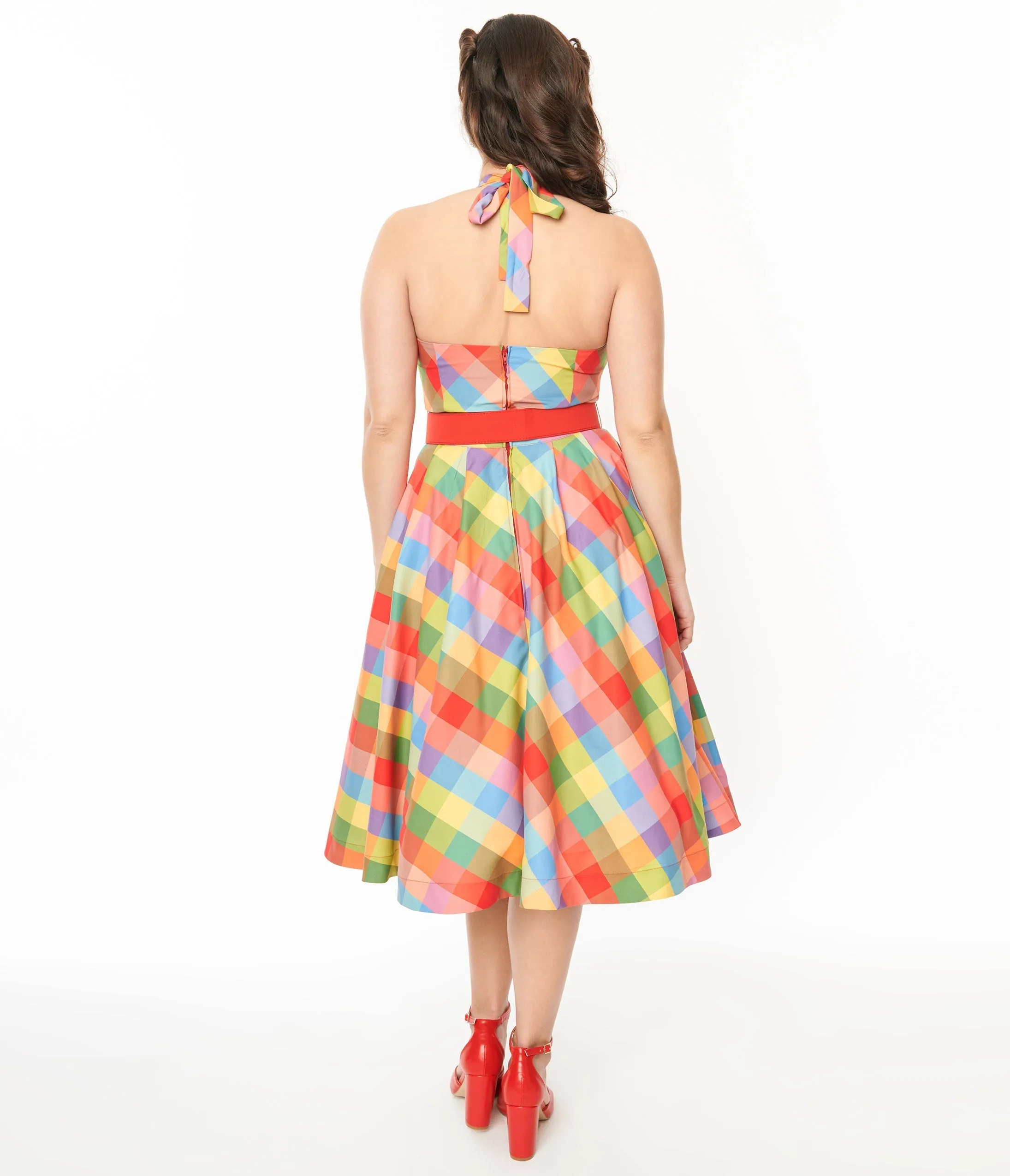 Vintage Rainbow Madras Plaid Tarrytown Hostess Dress