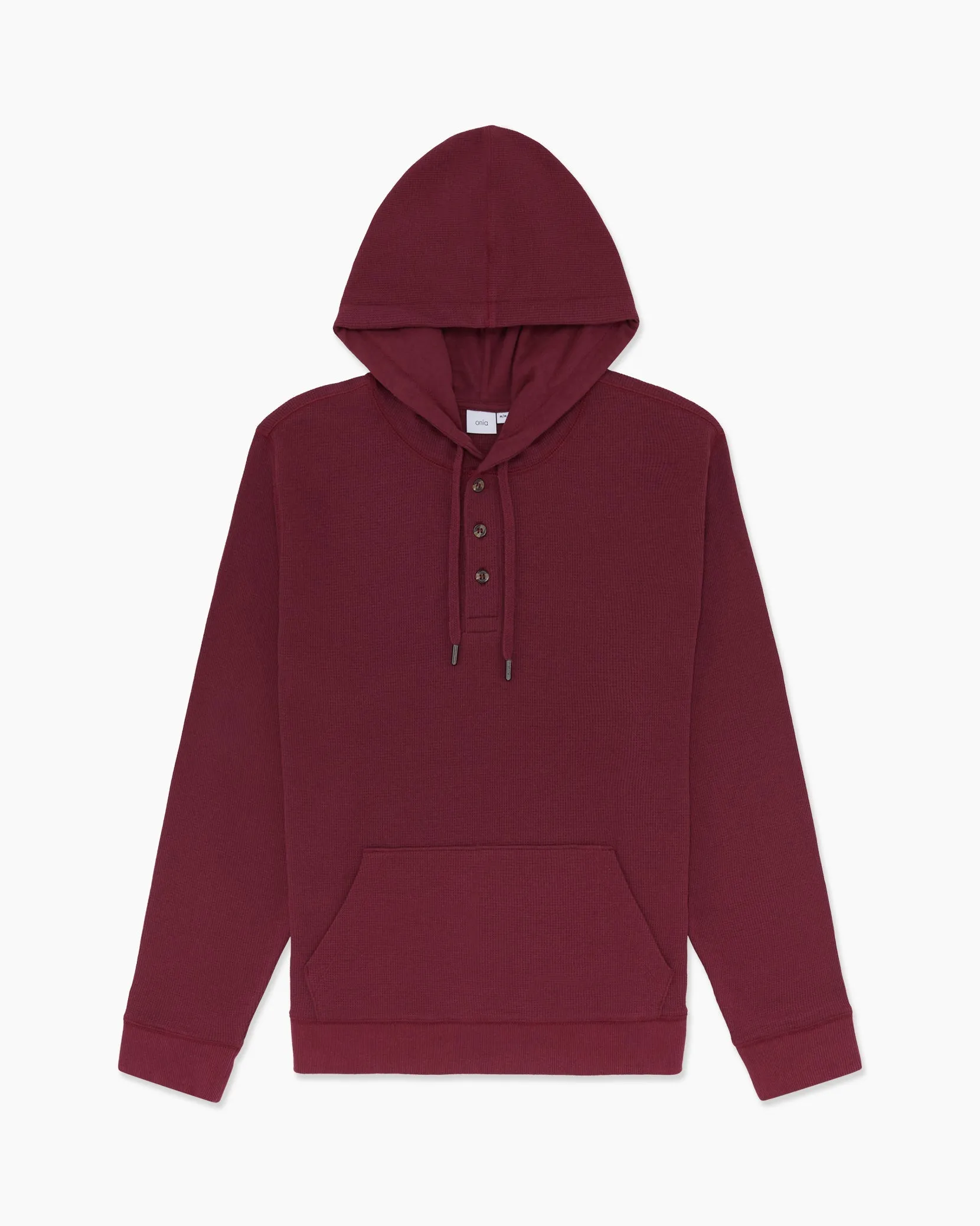 Waffle Half Button Hoodie | Vintage Plum