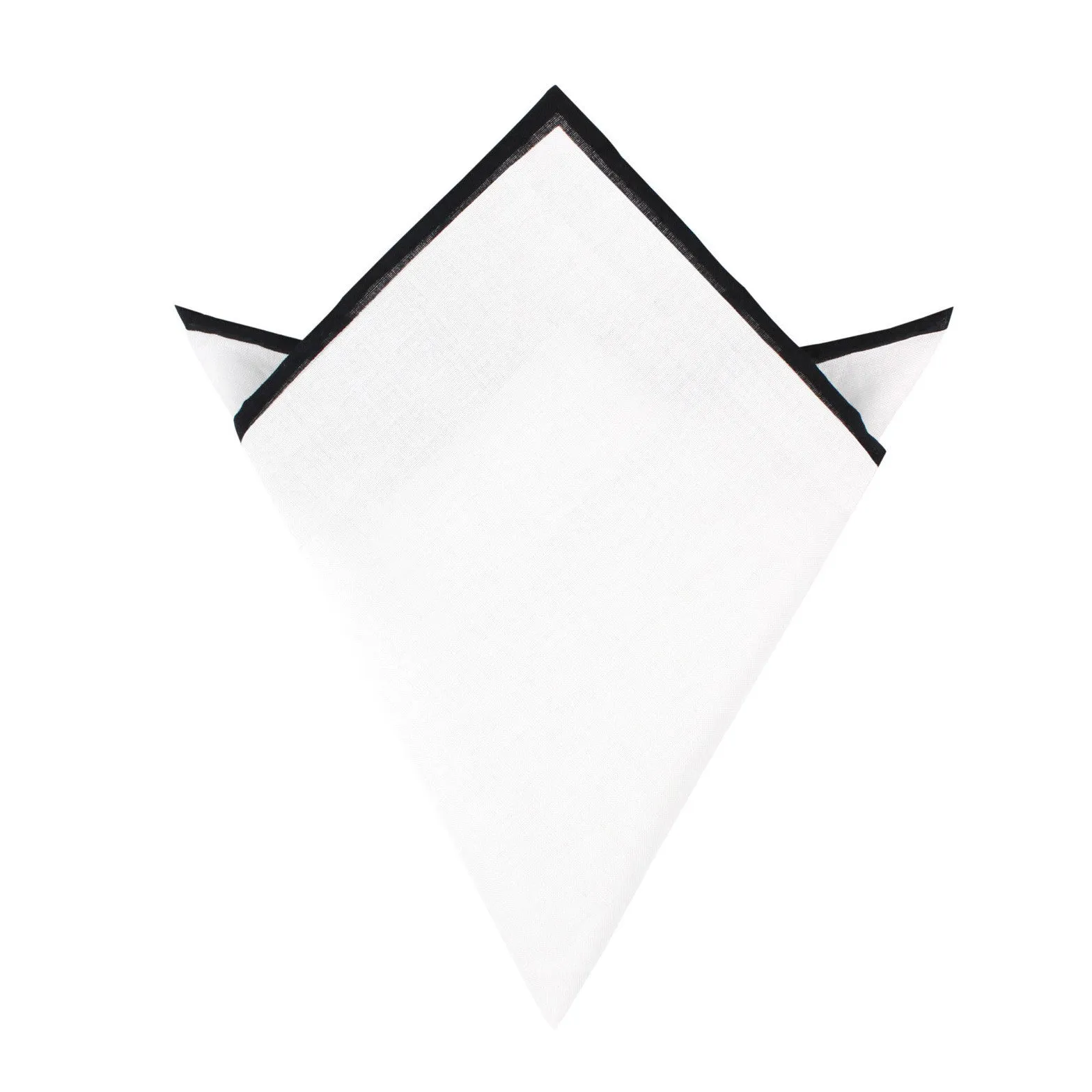 White Cotton Pocket Square with Black Edge