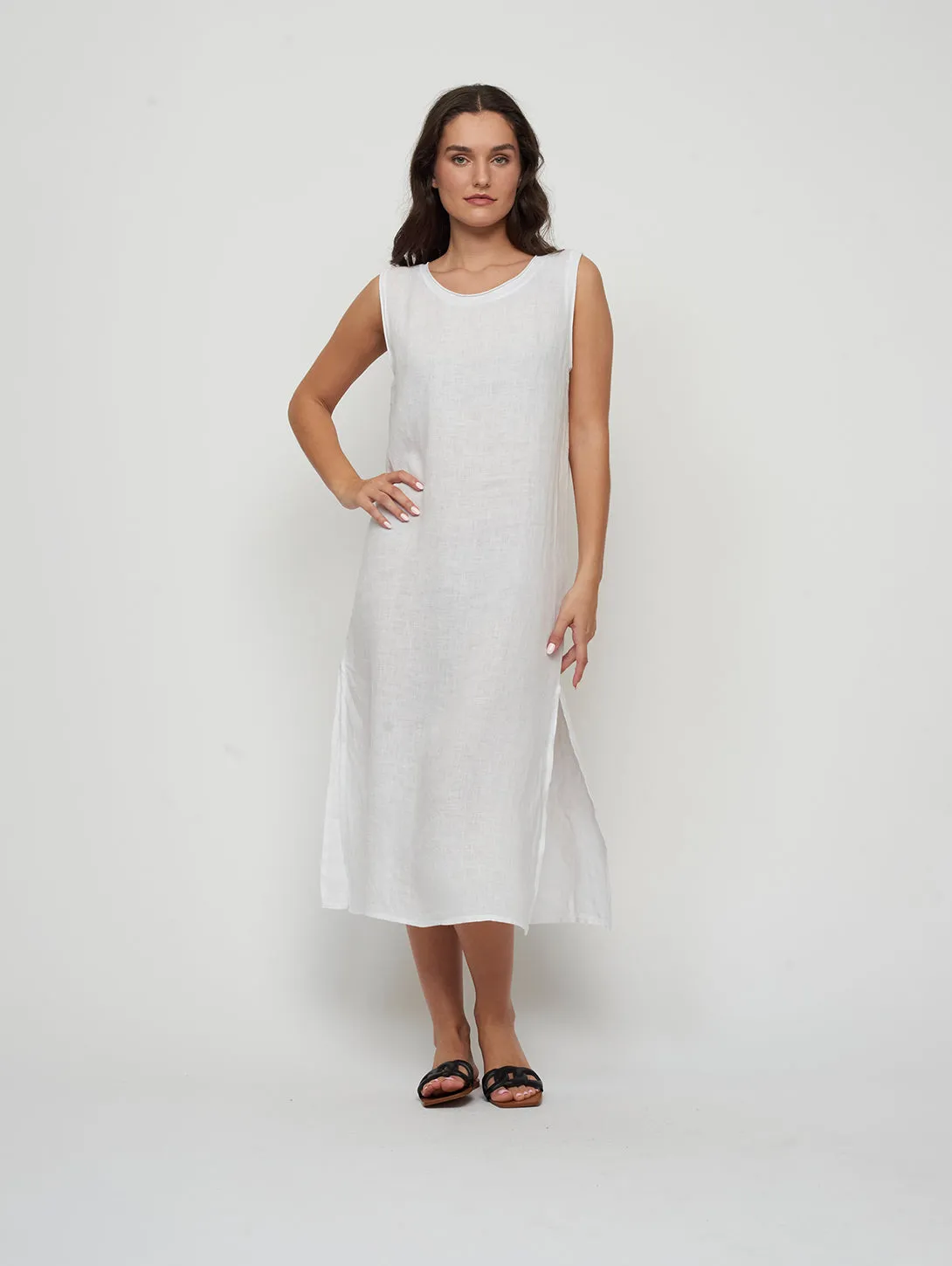 White Maxi Linen Dress