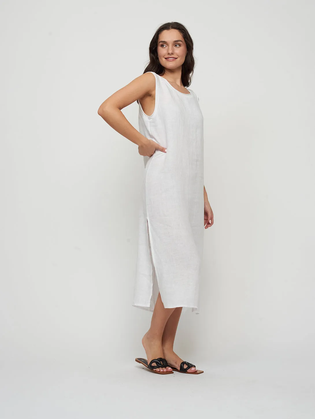 White Maxi Linen Dress