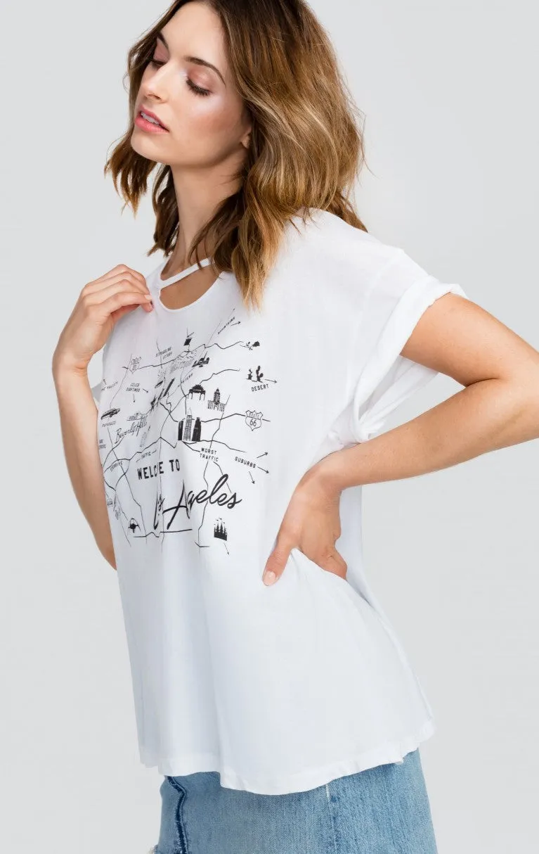 White Wildfox Star Maps Rivo Tee